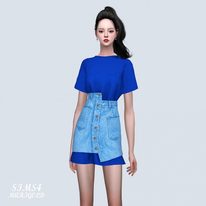 Sims 4 Box T Dress With Denim Skirt (P) at Marigold