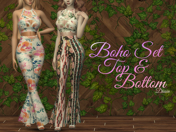 Sims 4 Boho Set Top and Bottom by Dissia at TSR