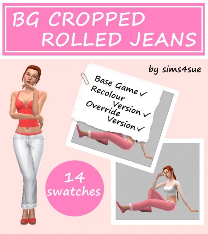 Sims 4 BASE GAME CROPPED ROLLED JEANS at Sims4Sue