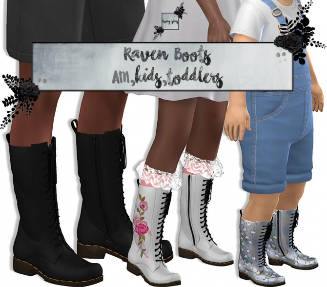 Raven Boots for AM/KIDS/TODDLERS (P) at Lumy Sims » Sims 4 Updates