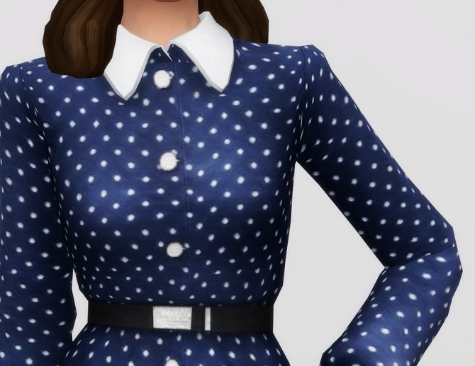 Sims 4 Navy polka dot silk crepe midi dress at Rusty Nail