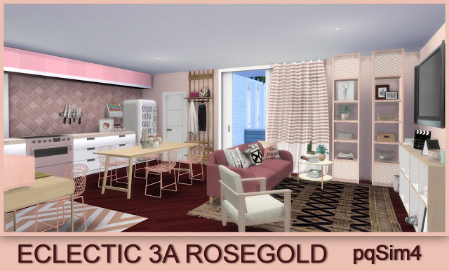 Sims 4 3A Eclectic Apartment Rosegold at pqSims4