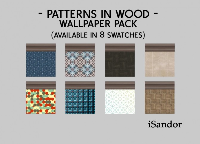 Sims 4 Patterns in wood Wallpaper pack by iSandor at Mod The Sims