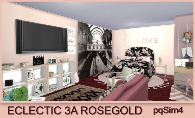 Sims 4 3A Eclectic Apartment Rosegold at pqSims4