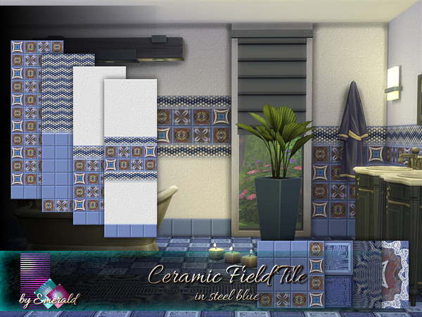 Sims 4 Ceramic Field Tile in steel blue by emerald at TSR