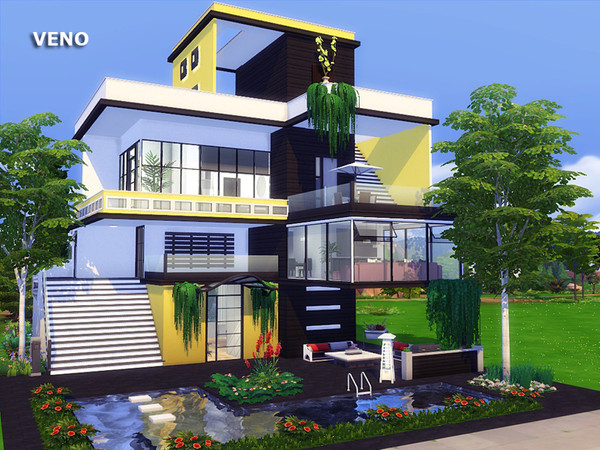 Sims 4 VENO modern house by marychabb at TSR