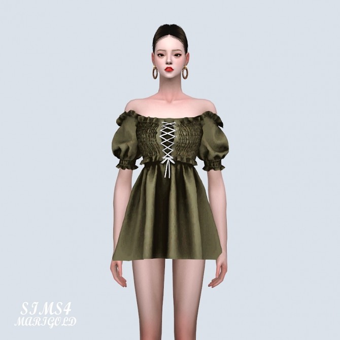 Sims 4 Off Shoulder Corset Mini Dress (P) at Marigold