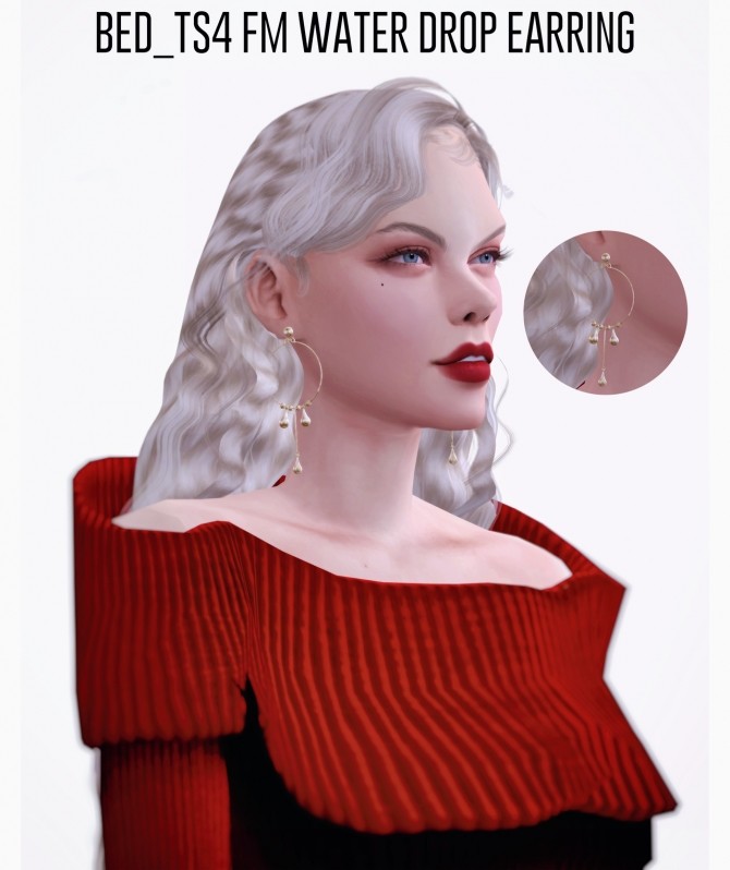 Sims 4 Drop earrings set at Bedisfull – iridescent