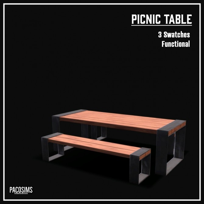 Sims 4 PICNIC TABLE (Functional) at Paco Sims