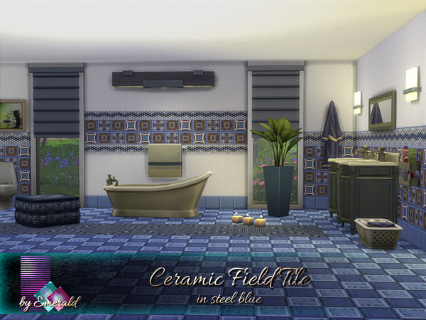 Sims 4 Ceramic Field Tile in steel blue by emerald at TSR