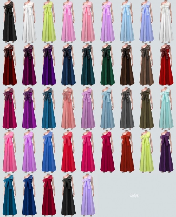 Big Bow Strap Long Dress (P) at Marigold » Sims 4 Updates
