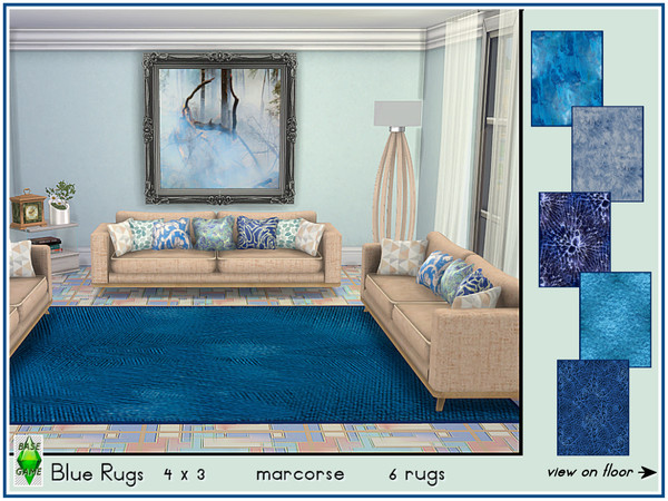 Sims 4 Blue Rugs by marcorse at TSR