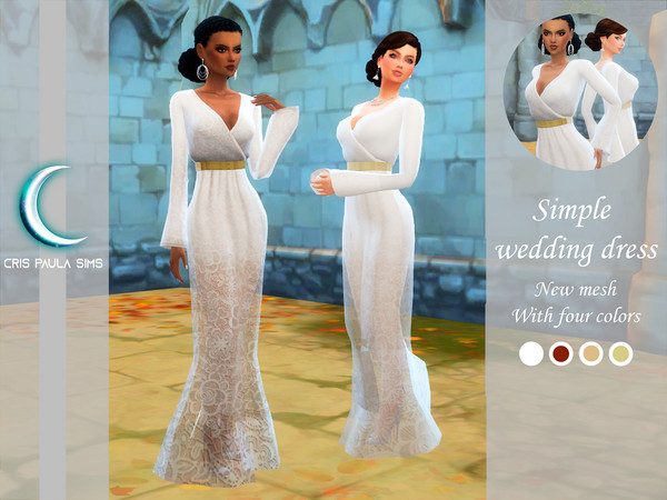 Sims 4 Simple Wedding Dress by Cris Paula Sims at TSR