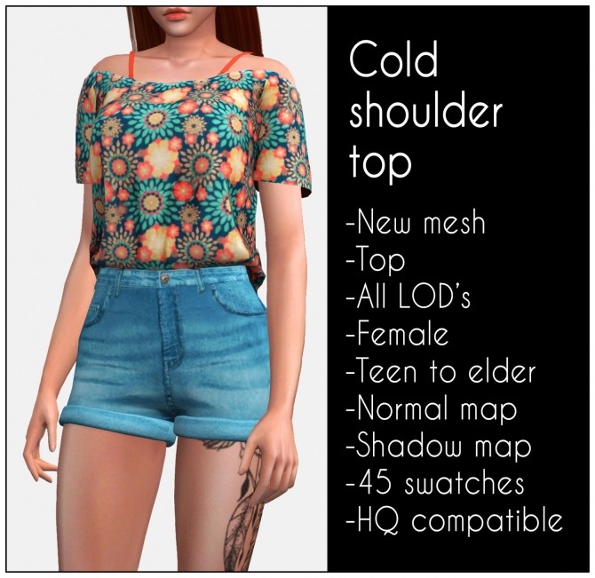 Sims 4 Cold shoulder top at LazyEyelids