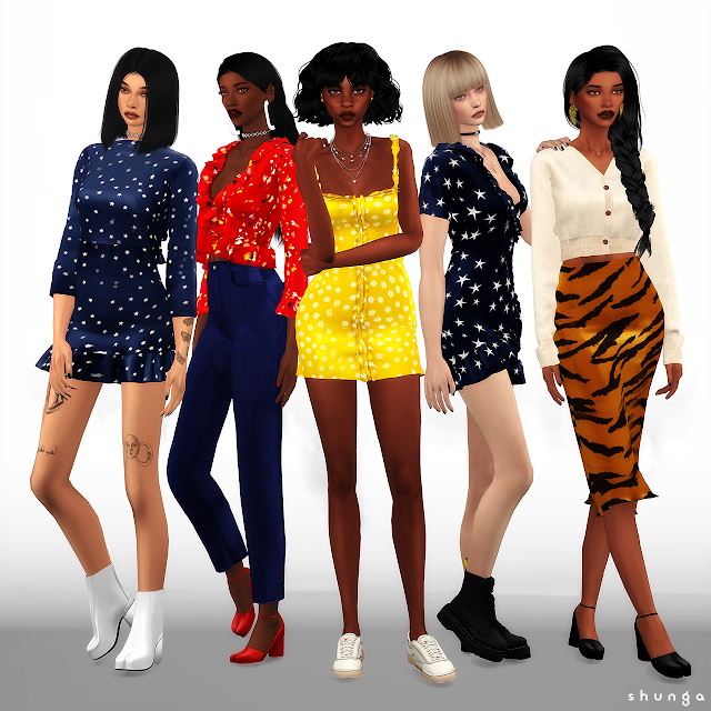 Sims 4 Dresses, Top, Cardigan & Jeans at Shunga