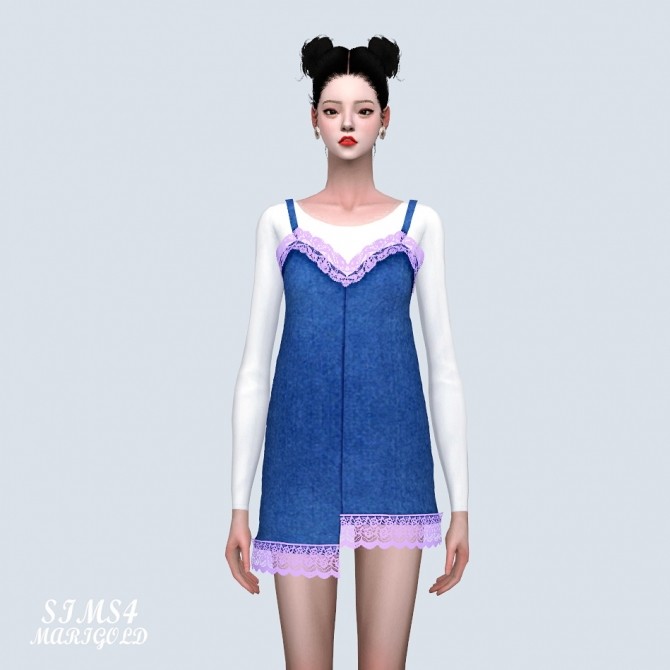 Sims 4 Lace Uneven Mini Dress (P) at Marigold