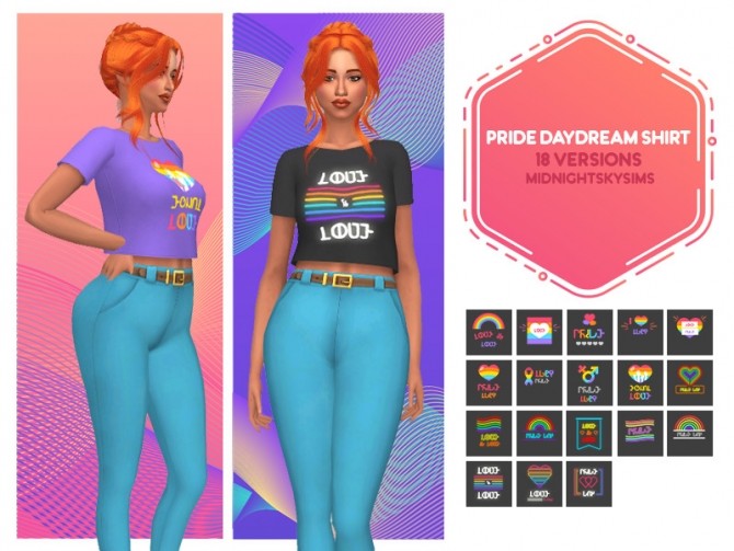 Sims 4 Pride Daydream Shirt & Tank Top at Midnightskysims