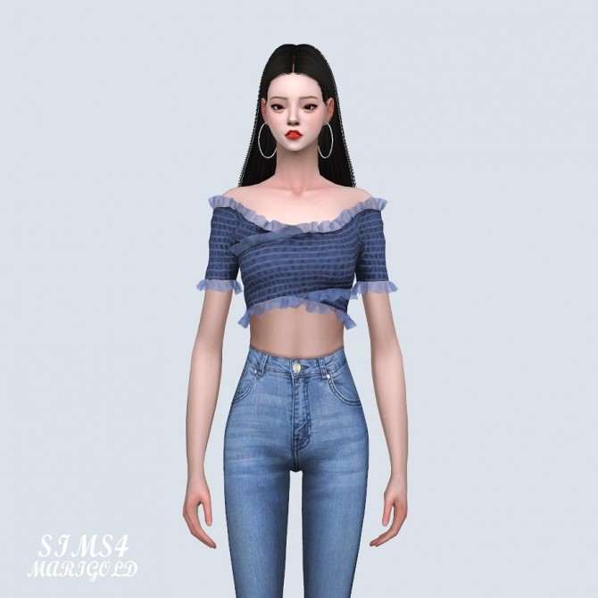 Sims 4 Lily Frill Off Shoulder Blouse (P) at Marigold