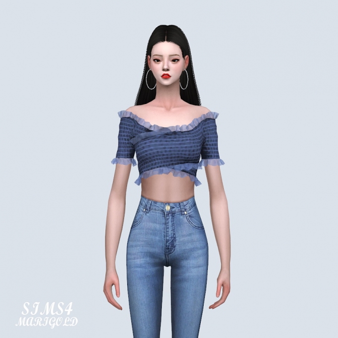 Lily Frill Off-Shoulder Blouse (P) at Marigold » Sims 4 Updates