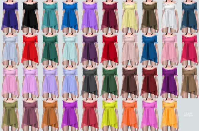 Lily Frill Off-Shoulder Mini Dress (P) at Marigold » Sims 4 Updates
