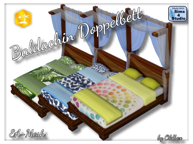 Sims 4 Island double bed by Oldbox at All 4 Sims