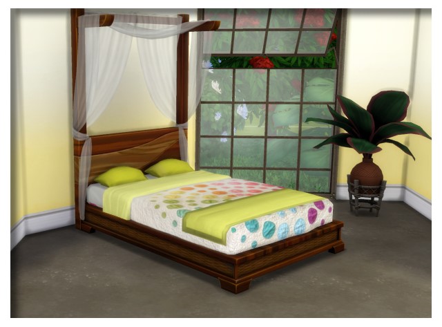 Sims 4 Island double bed by Oldbox at All 4 Sims