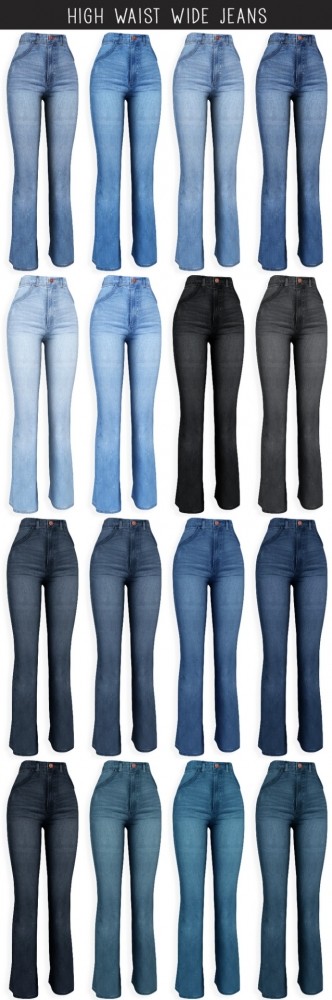 Sims 4 Summer Waist Top & High Waist Wide Jeans at Elliesimple