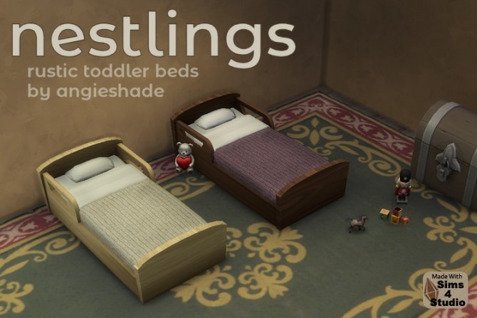 Sims 4 Rustic toddler beds by angieshade at Sims 4 Studio