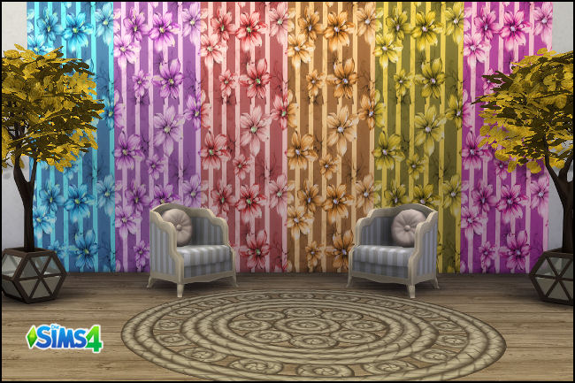 Sims 4 Flowerage wallpaper by Ladyatir at Blacky’s Sims Zoo