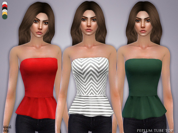 Sims 4 Peplum Tube Top by Black Lily at TSR