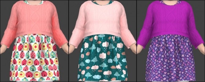 Sims 4 Tommeraas Sweater over Flowy Dress Recolors at Annett’s Sims 4 Welt