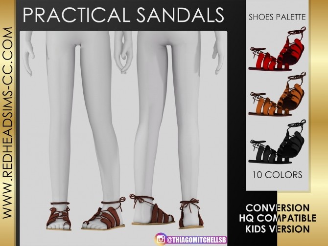 Sims 4 PRACTICAL SANDALS KIDS VERSION by Thiago Mitchell at REDHEADSIMS
