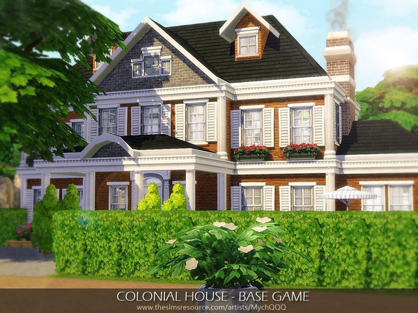 Sims 4 Colonial House by MychQQQ at TSR