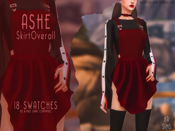 Sims 4 Ashe Overall Skirt at BlueRose Sims