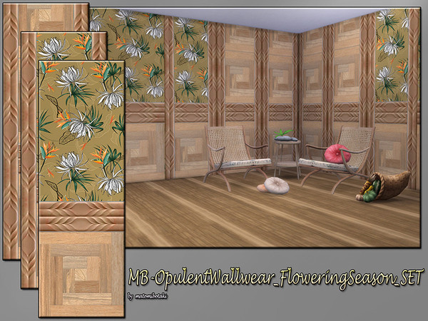 Sims 4 MB Opulent Wallwear Flowering Season SET by matomibotaki at TSR