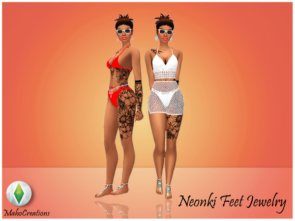 Sims 4 Feet Jewelry Neonki by MahoCreations at TSR