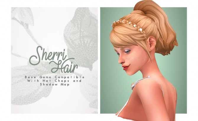 Sims 4 Sherri Bang hair with a braid and a ponytail at Isjao – working on uni