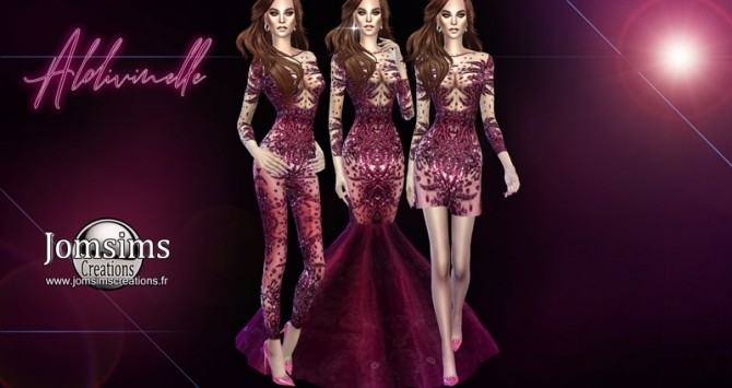Sims 4 Aldivinelle set dresses and jumpsuit at Jomsims Creations