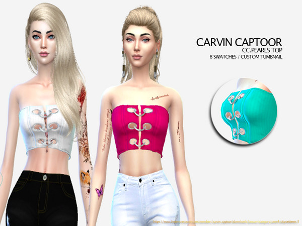 Sims 4 Pearls top by carvin captoor at TSR
