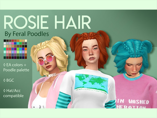 Sims 4 Rosie Hair by feralpoodles at TSR