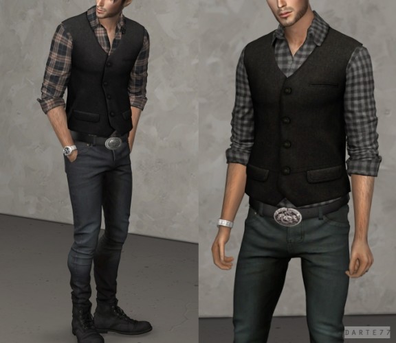 Rolled Sleeve Shirt With Vest At Darte77 Sims 4 Updates