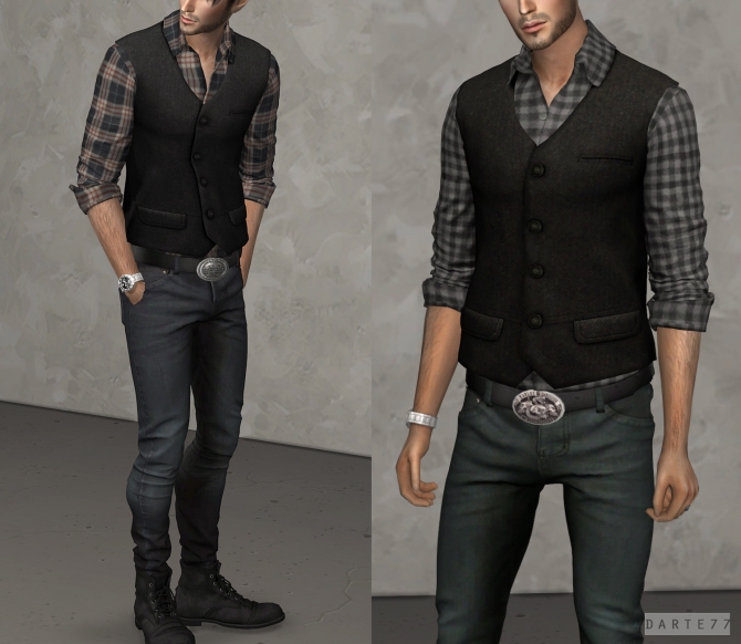 Rolled Sleeve Shirt With Vest At Darte77 » Sims 4 Updates