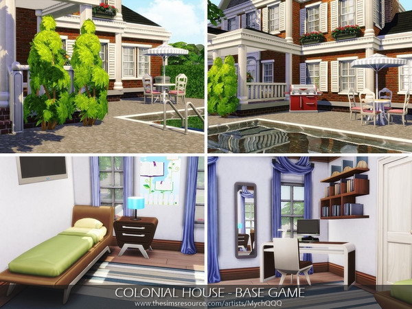 Sims 4 Colonial House by MychQQQ at TSR