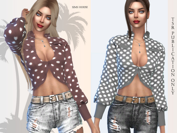 Sims 4 Safari blouse by Sims House at TSR