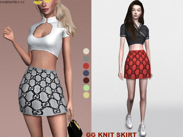 Sims 4 GG knit skirt by cosimetics at TSR