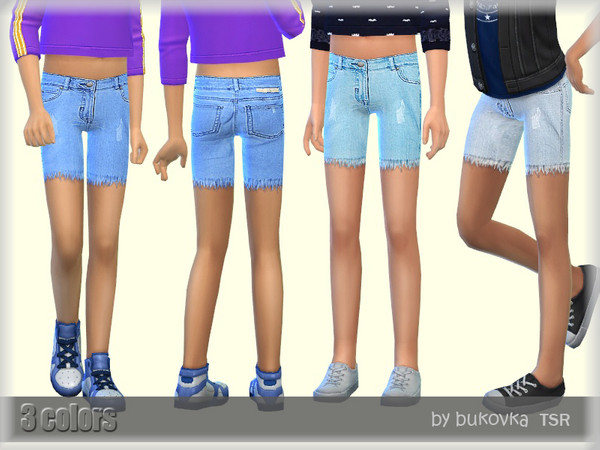 Sims 4 Denim shorts for kids by bukovka at TSR