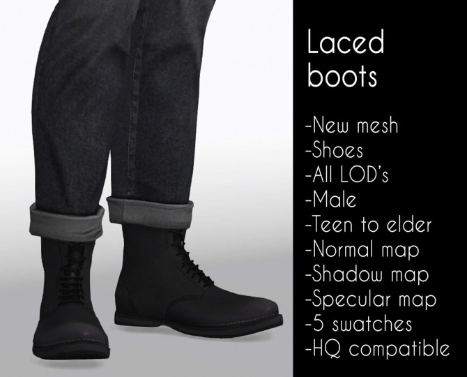 Sims 4 Laced boots at LazyEyelids