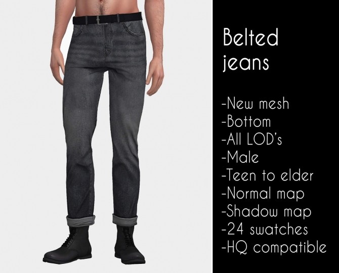 Sims 4 Belted jeans at LazyEyelids