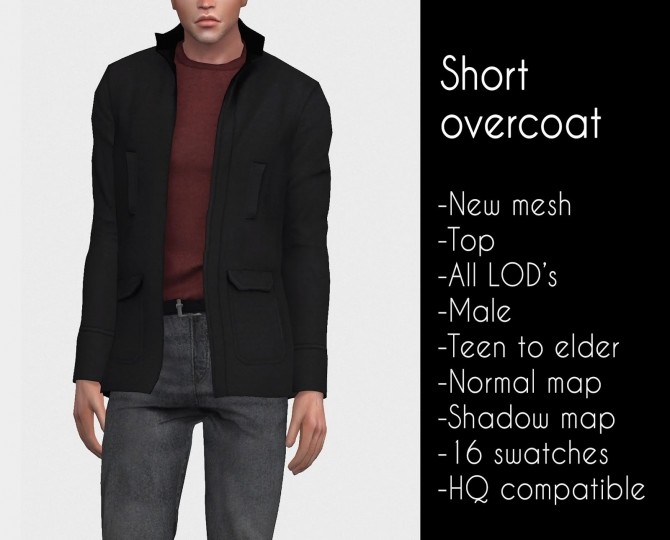 Sims 4 Short overcoat at LazyEyelids