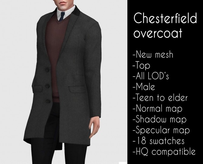 Sims 4 Chesterfield overcoat at LazyEyelids
